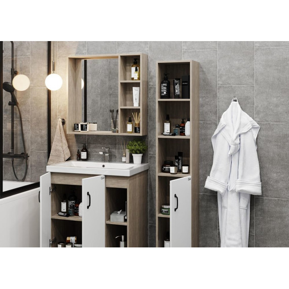 Тумба напольная с раковиной Onika Тимбер 70 см 107056, белый матовый/дуб сонома - фото, картинка 7 Тумба напольная с раковиной Onika Тимбер 70 см 107056, белый матовый/дуб сонома - фото 7