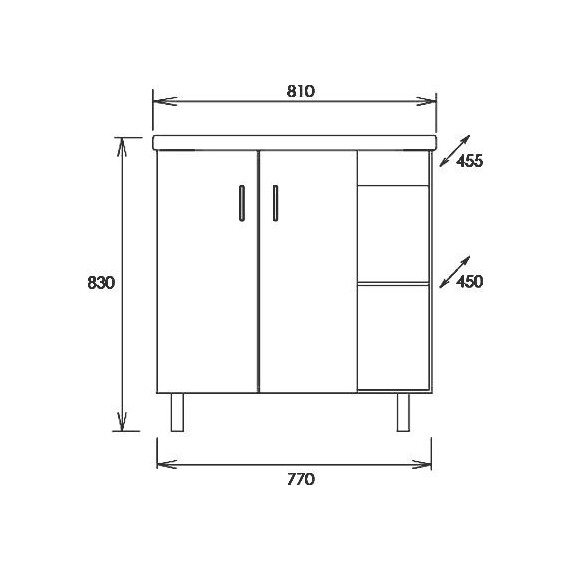 Тумба напольная с раковиной Onika Тимбер 80 см 108052, белый матовый/дуб сонома (раковина Como 80) - фото 12