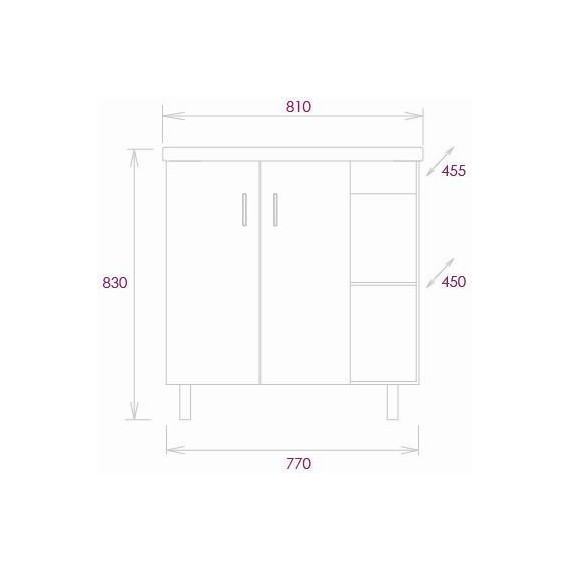 Тумба напольная с раковиной Onika Тимбер 80 см 108053, серый матовый/дуб сонома (раковина Como 80) - фото 12