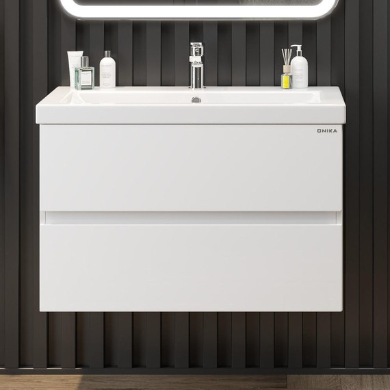 Тумба подвесная с раковиной Onika Эвада 80 см 108058 - фото 2