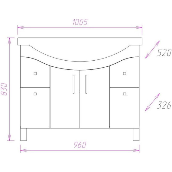 Тумба напольная с раковиной Onika Эльбрус 100 см 110008 - фото 7