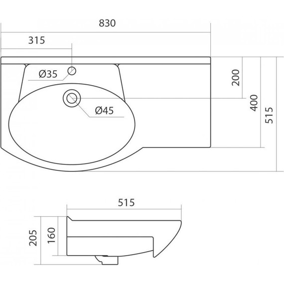 Тумба напольная с раковиной Onika Эльбрус 82 см 108202 - фото 6