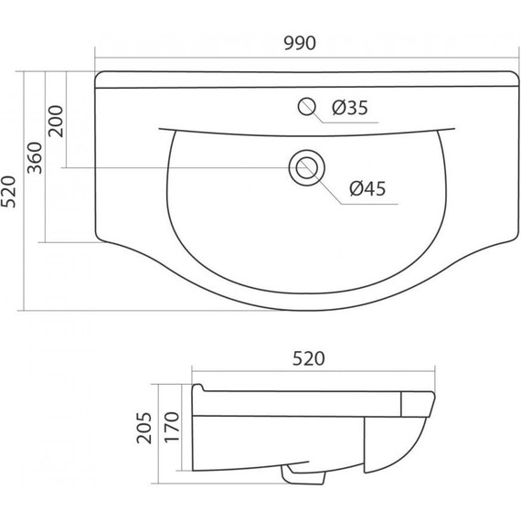 Тумба напольная с раковиной Onika Эльбрус 100 см 110008 - фото 3