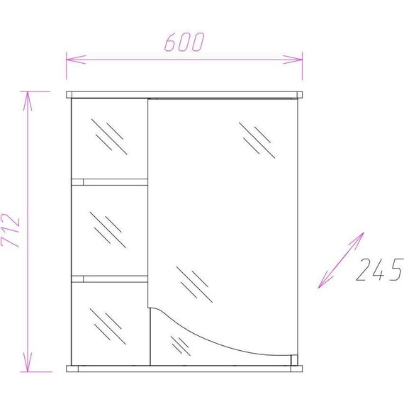 Зеркало-шкаф Onika Виола 60 см R 206004 - фото 2