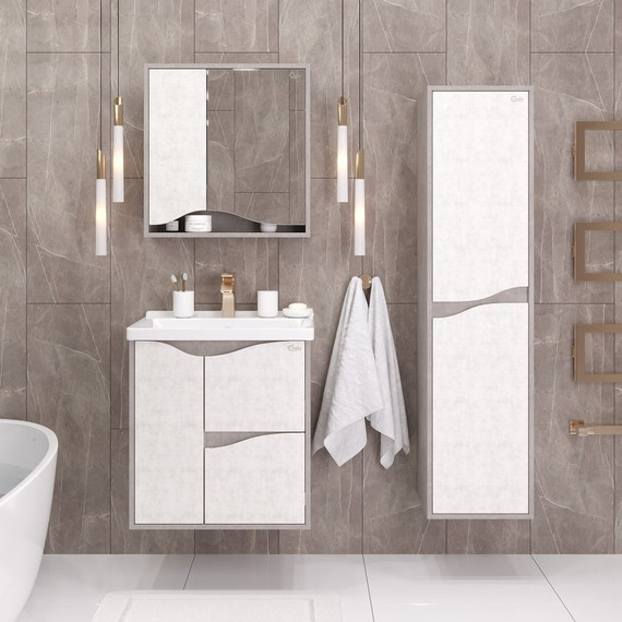 Зеркало-шкаф Onika Брендон 60 см 206084, бетон крем/камень светлый - фото 2