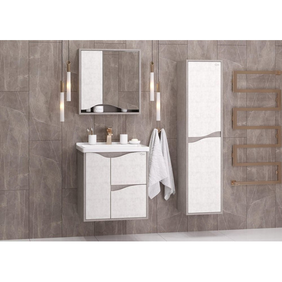 Зеркало-шкаф Onika Брендон 60 см 206084, бетон крем/камень светлый - фото 4