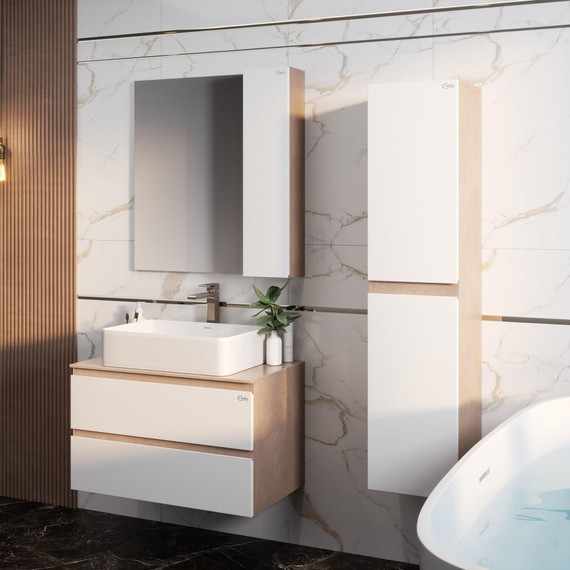 Зеркало-шкаф Onika Алеста 80 см R 208095, белый/камень светлый - фото 4