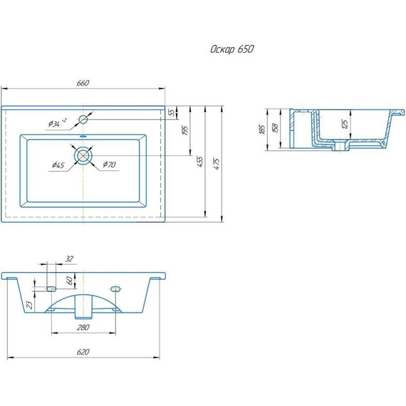 Тумба подвесная с раковиной Onika Марбл 65 см 106548, мрамор/камень бетонный - фото 8