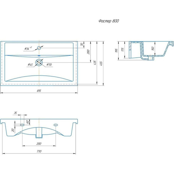 Тумба напольная с раковиной Onika Тимбер 80 см 108052, белый матовый/дуб сонома (раковина Фостер 80) - фото 9