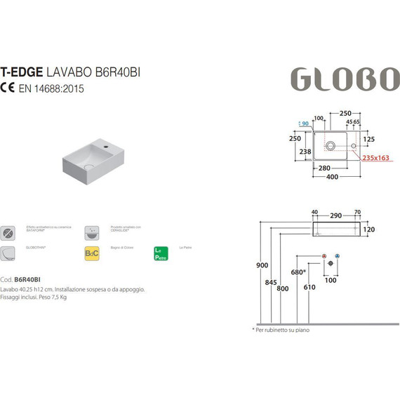 Раковина-чаша Globo T-Edge 40 см B6R40BI - фото 2