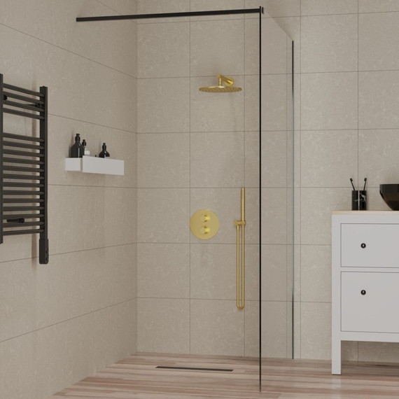 Душевая перегородка Paini 110 см PAINI-WalkIN110F (стекло 8 мм) с кронштейном в комплекте, чёрный/прозрачное - фото 4