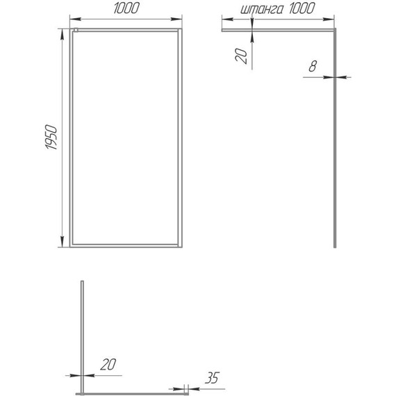 Душевая перегородка Paini 100 см PAINI-WalkIN100F (стекло 8 мм) с кронштейном в комплекте, чёрный/прозрачное - фото 8