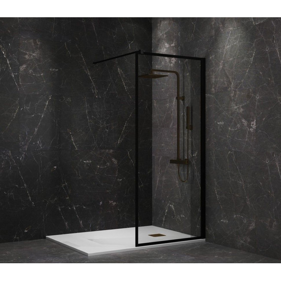 Душевая перегородка Paini 80 см PAINI-WalkIN80F (стекло 8 мм) с кронштейном в комплекте, чёрный/прозрачное - фото 4