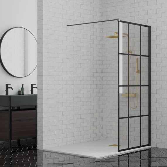Душевая перегородка Paini 90 см PAINI-WalkIN90G (стекло 8 мм) с кронштейном в комплекте, чёрный/прозрачное - фото 3
