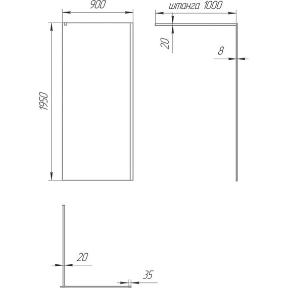Душевая перегородка Paini 90 см PAINI-WalkIN90C (стекло 8 мм) с кронштейном в комплекте, чёрный/прозрачное - фото 9