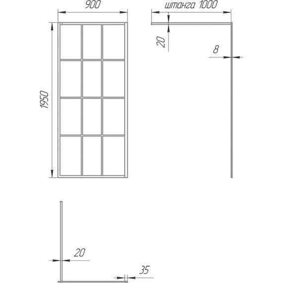Душевая перегородка Paini 90 см PAINI-WalkIN90G (стекло 8 мм) с кронштейном в комплекте, чёрный/прозрачное - фото 10