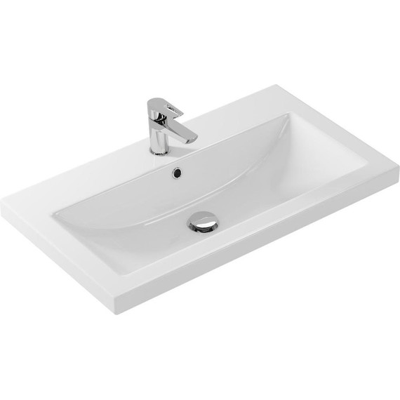 Тумба напольная с раковиной Onika Тимбер 80 см 108052, белый матовый/дуб сонома (раковина Como 80) - фото 8