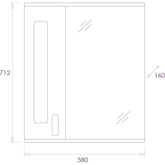 Зеркало-шкаф Onika Кристалл 58 см L 205817 - фото 6