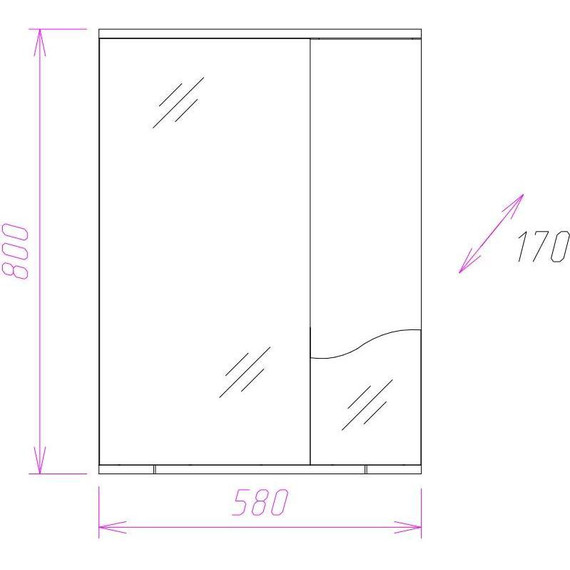 Зеркало-шкаф Onika Лайн 58 см R 205820 - фото 3