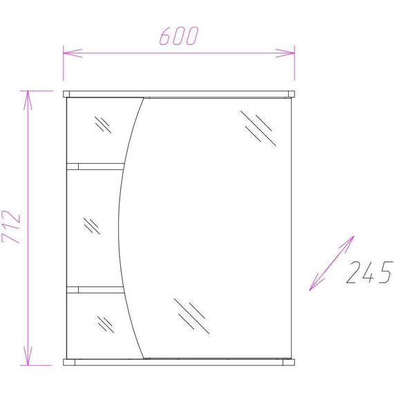 Зеркало-шкаф Onika Луна 60 см L 206013 - фото 3