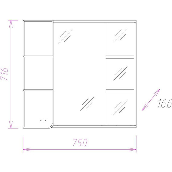Зеркало-шкаф Onika Стиль 75 см L 207519, белый/ясень шимо - фото 3