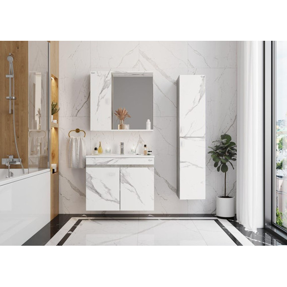 Зеркало-шкаф Onika Марбл 75 см 207524, мрамор/камень бетонный - фото 2