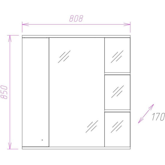 Зеркало-шкаф Onika Эльбрус 80 см R 208022 - фото 3