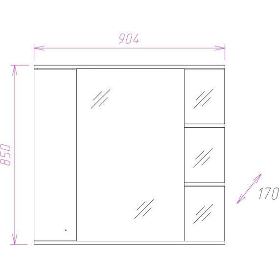Зеркало-шкаф Onika Эльбрус 90 см R 209004 - фото 3