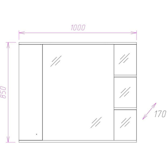 Зеркало-шкаф Onika Эльбрус 100 см R 210004 - фото 3