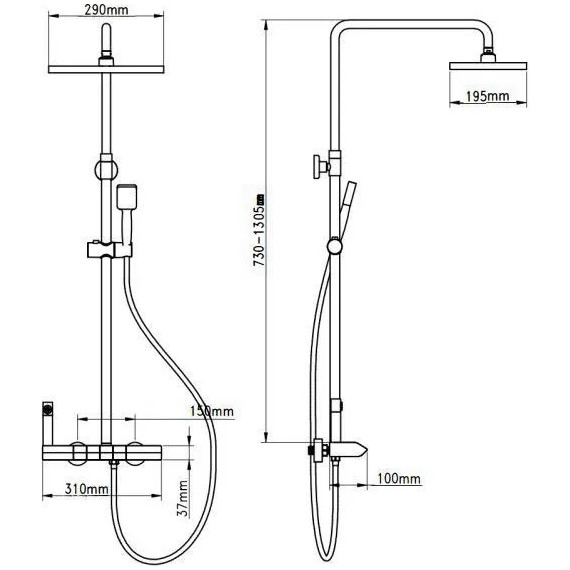 Душевая стойка с гигиеническим душем Dikalan AL-99098, серый матовый - фото, картинка 9 Душевая стойка с гигиеническим душем Dikalan AL-99098, серый матовый - фото 9