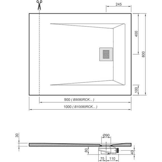 Поддон Sanitana Rocks 100x80 см, чёрный - фото 7