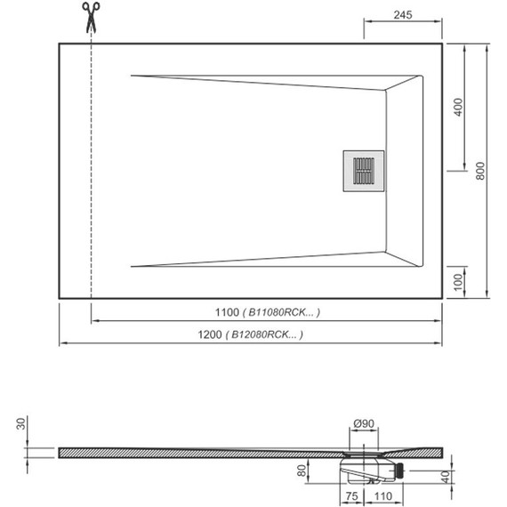Поддон Sanitana Rocks 120x80 см, антрацит - фото 7