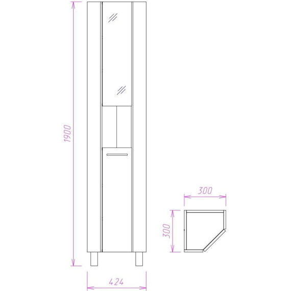 Пенал напольный угловой Onika Дюна 30 см R 403036 - фото 3
