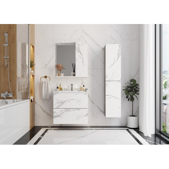 Пенал подвесной Onika Марбл 30 см, универсальный, 403076, мрамор/камень бетонный - фото 2