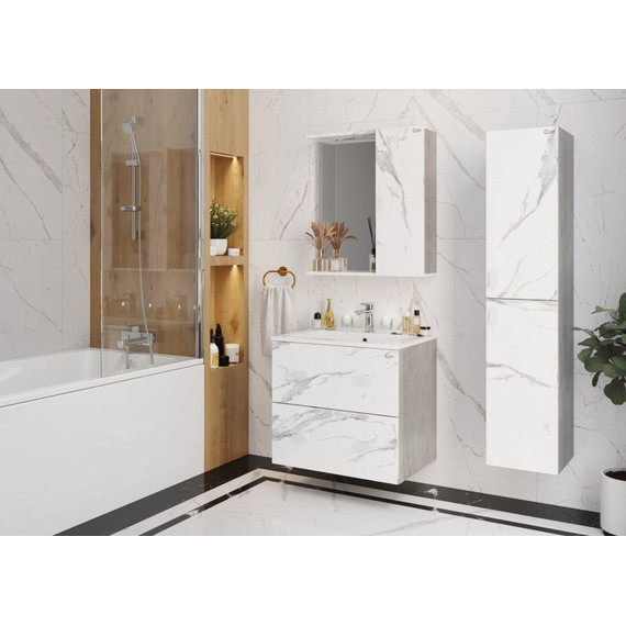 Пенал подвесной Onika Марбл 30 см, универсальный, 403076, мрамор/камень бетонный - фото 3