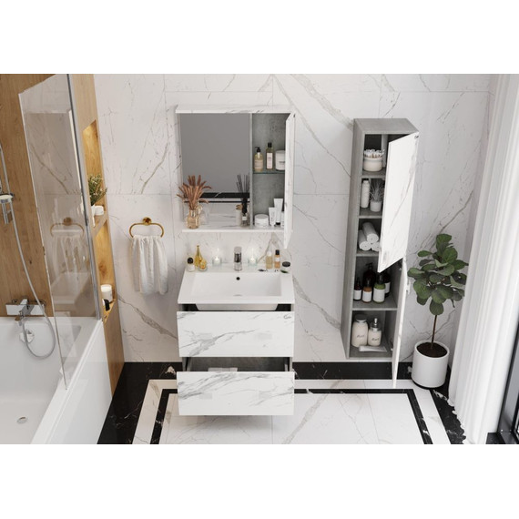 Пенал подвесной Onika Марбл 30 см, универсальный, 403076, мрамор/камень бетонный - фото 4