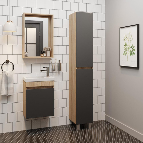 Пенал напольный Onika Милтон 30 см, универсальный, 403078, серый/дуб сонома - фото 3