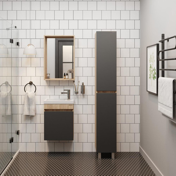 Пенал напольный Onika Милтон 30 см, универсальный, 403078, серый/дуб сонома - фото 2