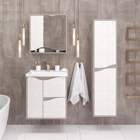 Пенал подвесной Onika Брендон 35 см, универсальный, 403565, бетон крем/камень светлый - фото 5