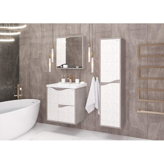 Пенал подвесной Onika Брендон 35 см, универсальный, 403565, бетон крем/камень светлый - фото 3