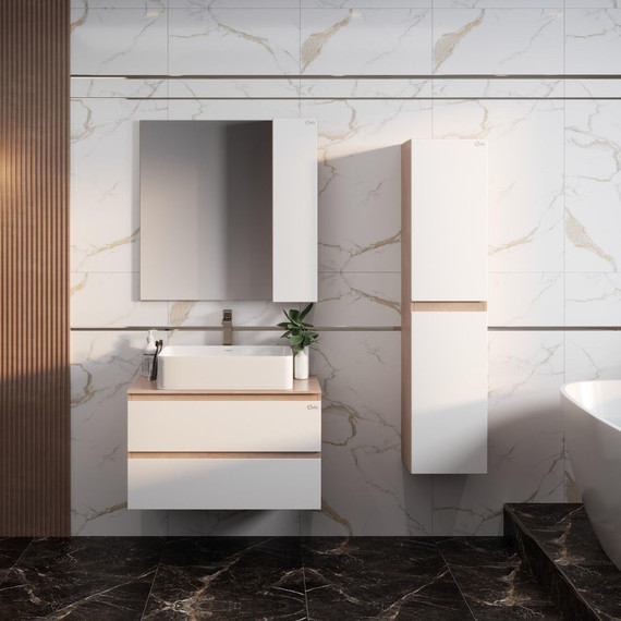 Пенал подвесной Onika Алеста 35 см, универсальный, 403566, белый/камень светлый - фото 2