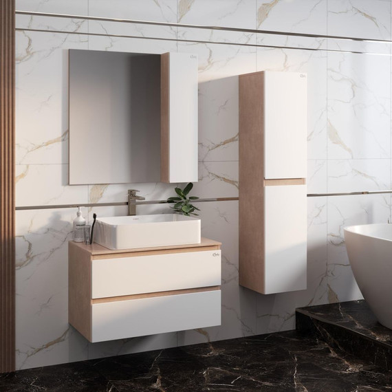 Пенал подвесной Onika Алеста 35 см, универсальный, 403566, белый/камень светлый - фото 3