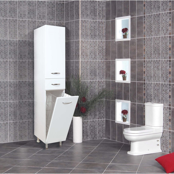 Пенал напольный Onika Модерн 40 см L 404009 с бельевой корзиной - фото 2