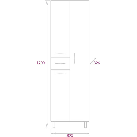 Пенал напольный Onika Модерн 52 см, универсальный, 405208 - фото 3