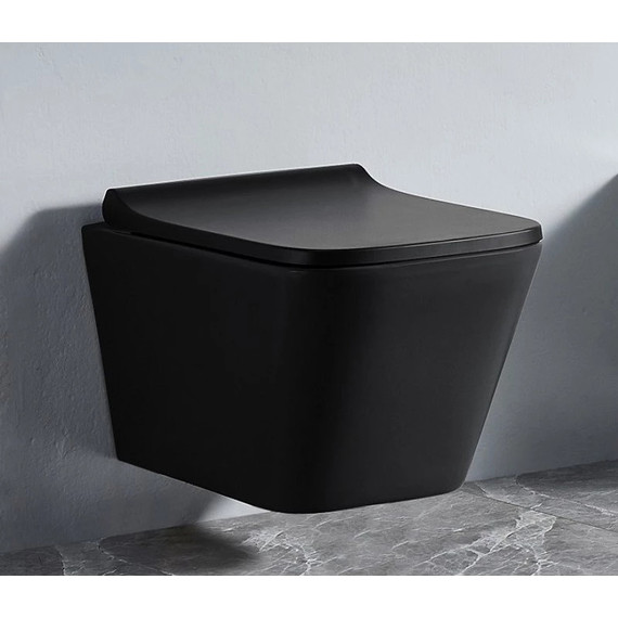Инсталляция с подвесным безободковым унитазом Azario Teramo AZ-8010-1000+AZ-052-MB+AZ-8200-0013, черный матовый, Цвет производителя: чёрный матовый - фото 5