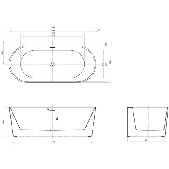 Ванна акриловая Azario Medford 170x80 см MED17080 - фото 6
