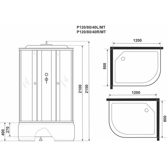 Душевая кабина Niagara Promo P120/80/40L/MT 120x80 см, с глубоким поддоном 40 см, профиль белый, стекло матовое (безсиликоновая сборка) - фото 12