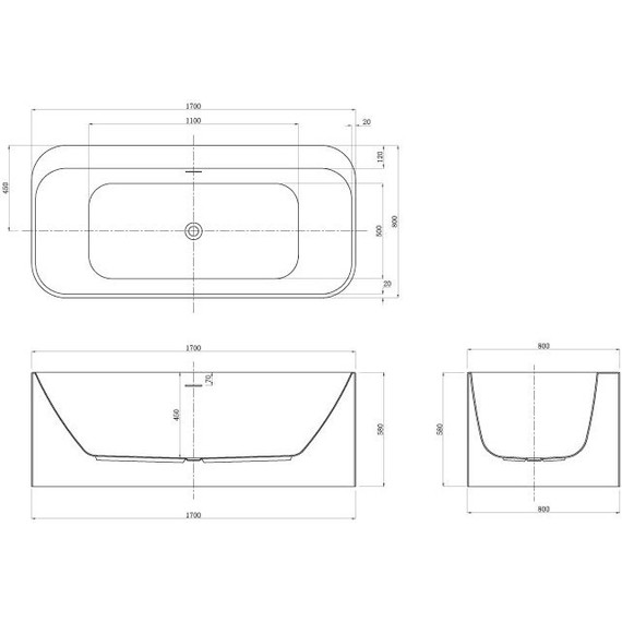 Ванна акриловая Azario Rangali 170x80 см RAN17080 - фото 5