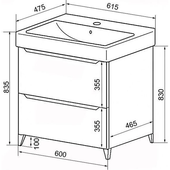 Тумба напольная с раковиной Azario Lotos 60/2 Н см, CS00081983 - фото, картинка 4 Тумба напольная с раковиной Azario Lotos 60/2 Н см, CS00081983 - фото 4