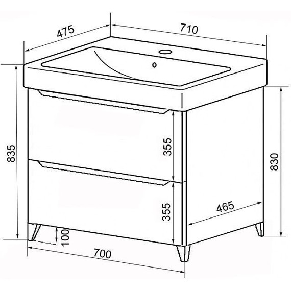 Тумба напольная с раковиной Azario Lotos 70/2 Н см CS00081986 - фото, картинка 4 Тумба напольная с раковиной Azario Lotos 70/2 Н см CS00081986 - фото 4